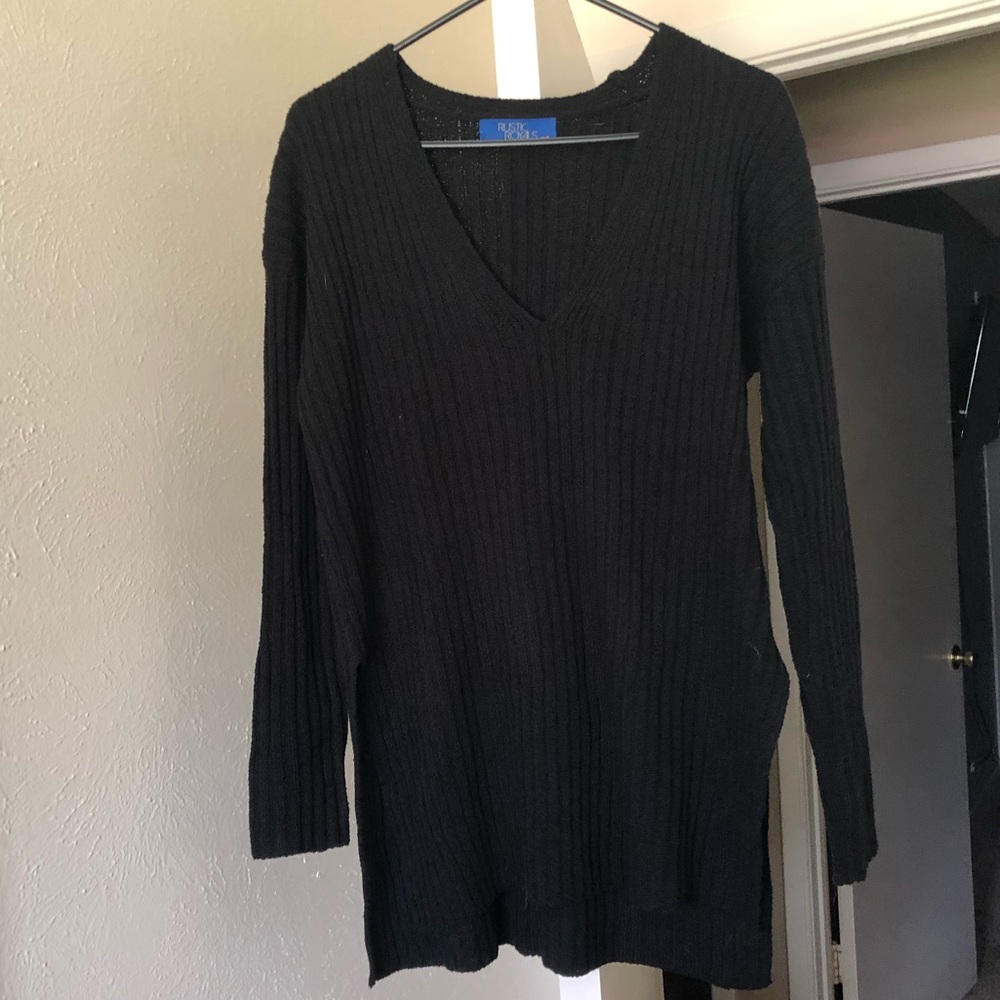 black v-neck sweater